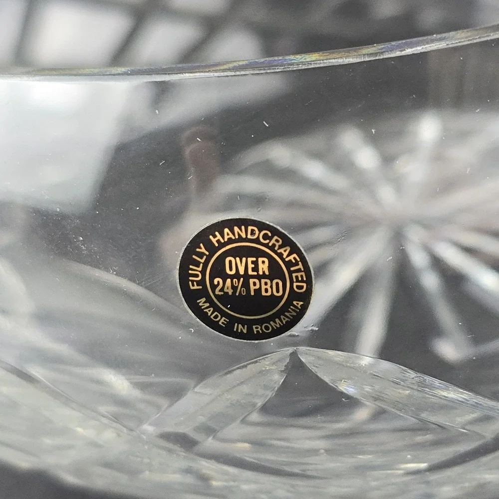 Romanian Handcrafted Lead Crystal Bowl •‎ 24% PbO • 4″ H × 8″ D • Pristine